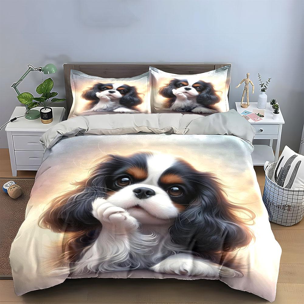 "Elegant Dog Portrait Set for Decor" Exquisite Three-piece Bedding Set Gift for Kids and Adults