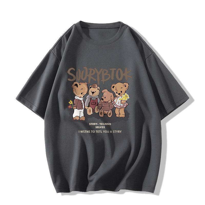 Letnia Moda Okrągły Dekolt Harajuku Y2K Luźny Casualowy Bawełniany T-shirt Damski Vintage Nadruk Pulower Topy