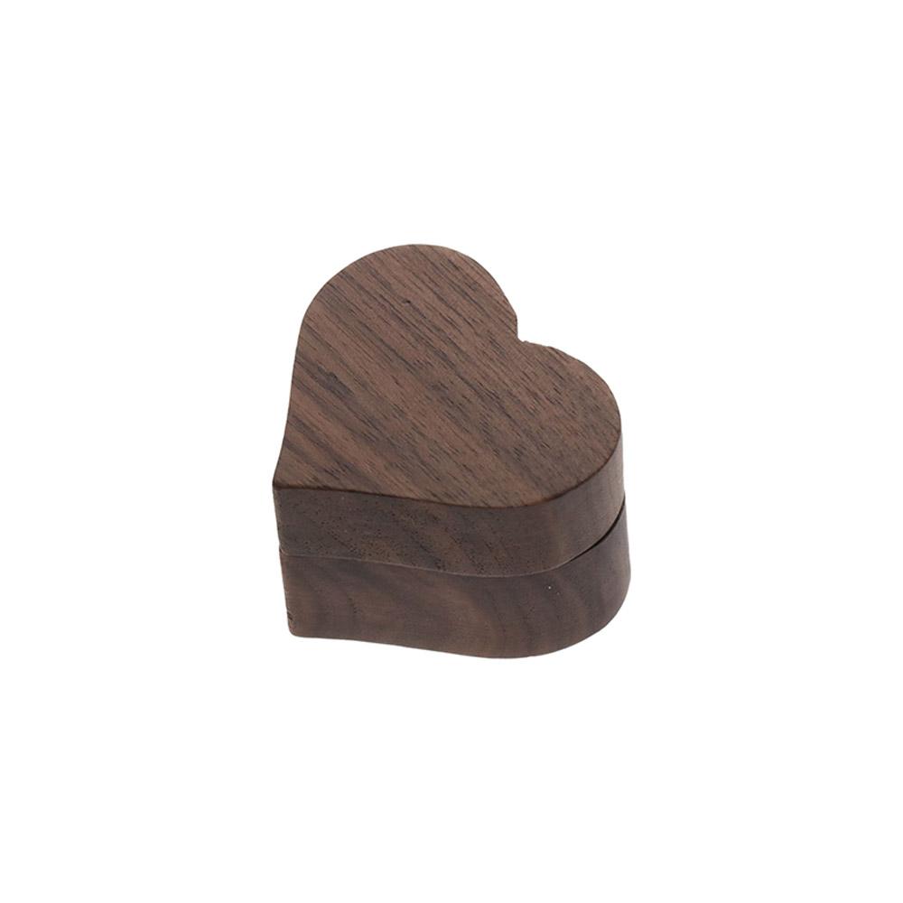 For Lover Engagement Storage Box Heart Shape Jewelry Packaging Jewelry Display Wooden Ring Box
