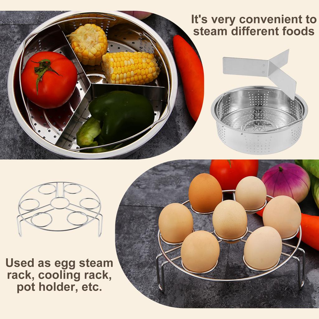 Stainless Steel Steamer Rack Set Egg Steaming Basket Holder Cookware Tray Stand Vegetable Cooking Accessories Kitchen Gadgets