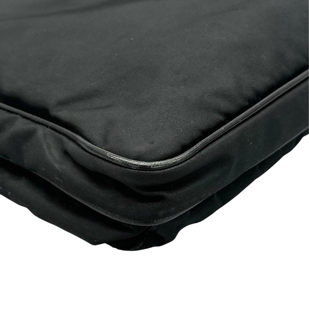 PRADA Triangular logo Shoulder Bag black unisex used