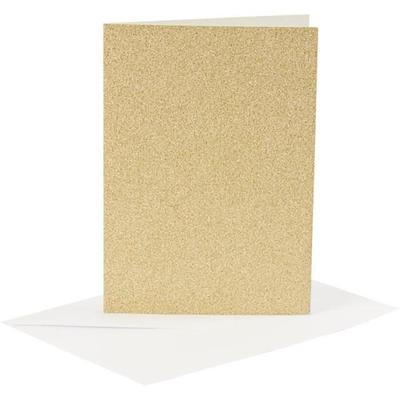Double Cards and Envelopes - Gold Glitter - 10.5 X 15 Cm - 8 Pcs
