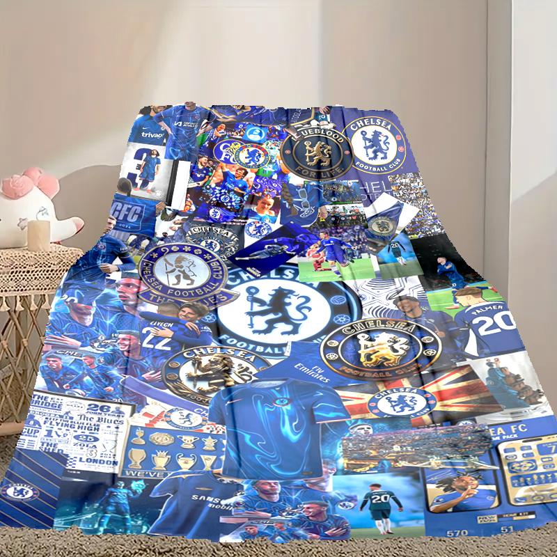 1 Stück Gemütliche Chelsea FC Decke, Leichte & Strapazierfähige Druckdecke, Perfekt für Zuhause, Sofa, Bett, Picknick, Reisen, Büro
