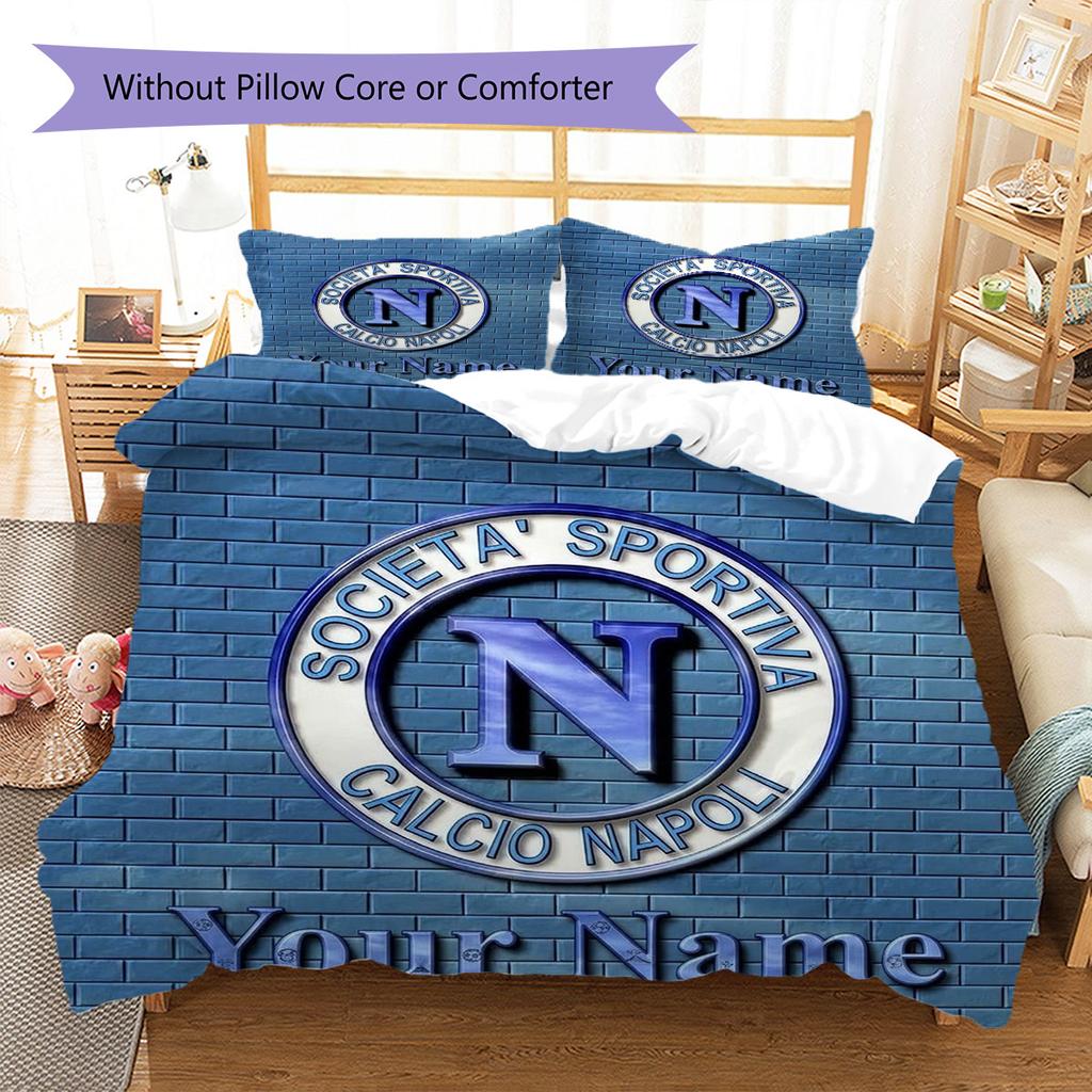 SSC Napoli Custom Name Pattern Bedding,Quilt Set Quilt Cover Pillowcase Home Birthday Gift(1 * duvet cover + 2 * pillowcase, without core)