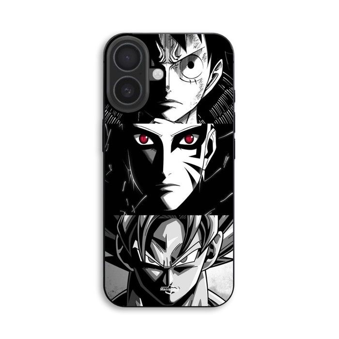 Hülle Für iPhone 18 Sangoku Naruto Luffy one piece Dragon Ball Z schwarzer und weißer Hintergrund Maniacase schwarz