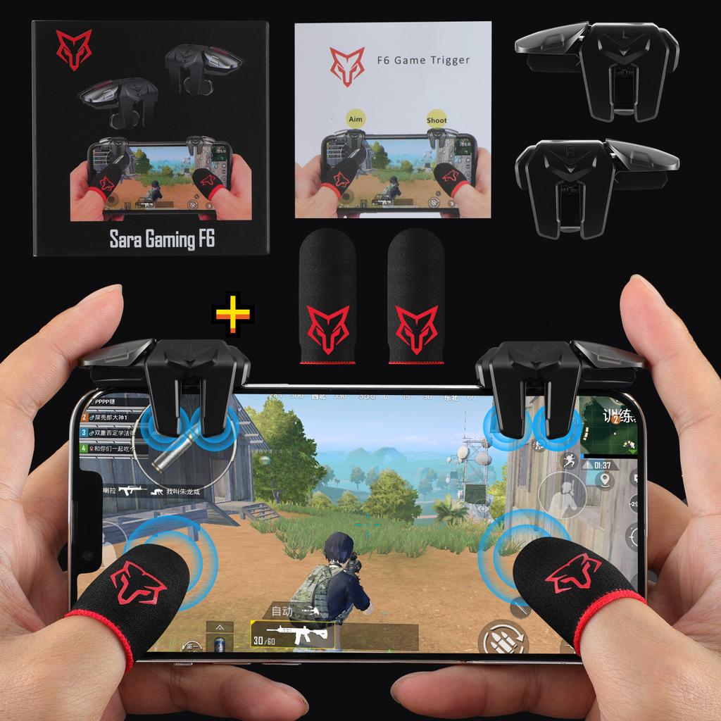 Sarafox F6 6 Finger Mobile Game Trigger Controller Alloy Gamepad Joystick Aim Shooting L1 R1 Key Button for IPhone Android G21 5