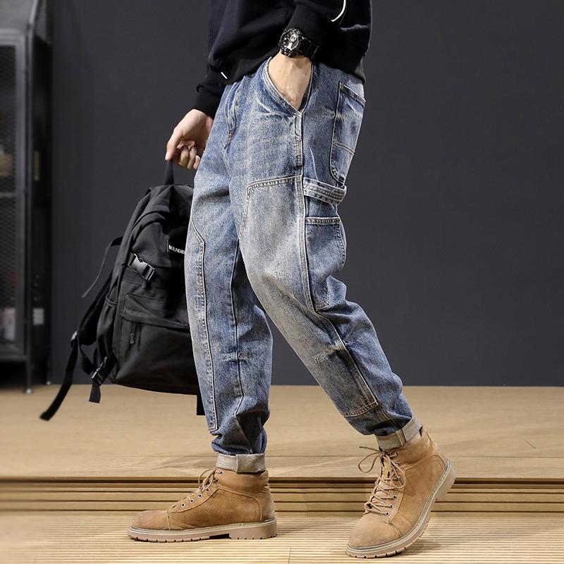 

Мужские модные свободные узкие джинсы - осень/зима, большие размеры, повседневные шаровары XXL