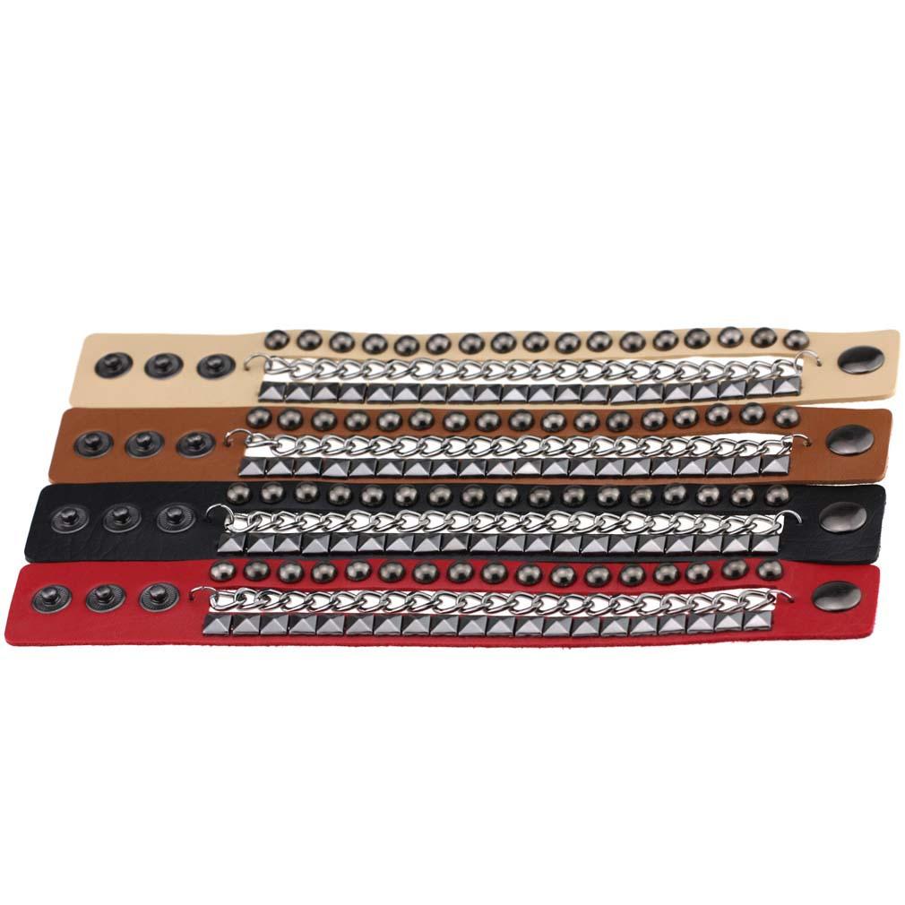 Punk Zeug Leder Nietarmband Männer Frauen Kettenmanschetten Armband Goth Schmuck Cosplay Emo Gothic Accessoires