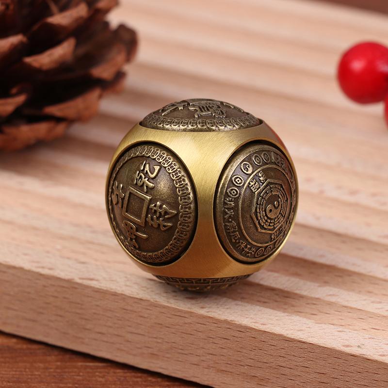 Sześciostronny Cztery Błogosławieństwo Szczęście Pieniądze Fidget Spinner Mosiężny Kostka Antystresowa Dekompresyjna Piłka Zabawki Fidget Rzemiosło