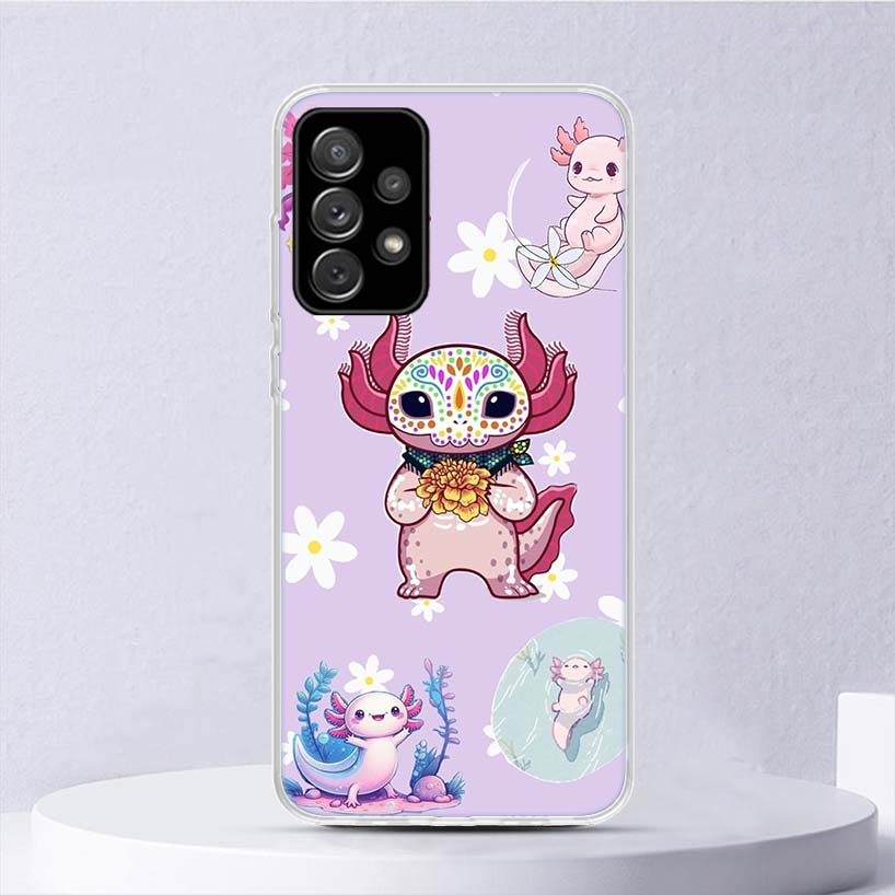 Cute Axolotl Kawaii Soft Case For Samsung Galaxy A52 A42 A32 A22 A12 A02S Phone Cover A50 A51 A70 A71 A41 A31 A21S A40 A30 A20E