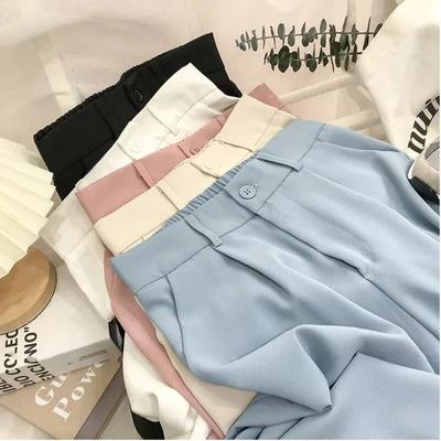 Pantalones anchos y drapeados de cintura alta para mujer, pantalones de traje casuales rectos y holgados de nueva moda.