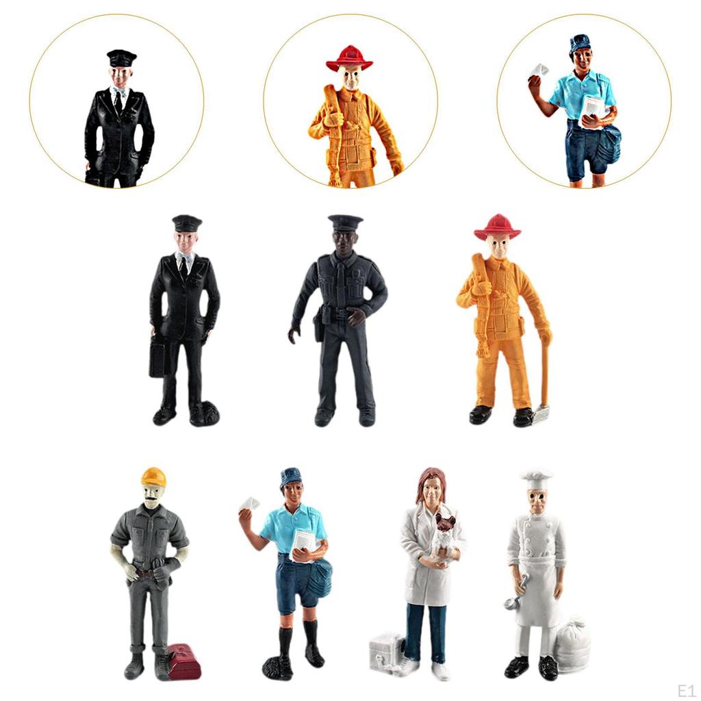 7 Pieces People Figures Human Action Figure Model Realistic Handpainted Career Statues Simulation