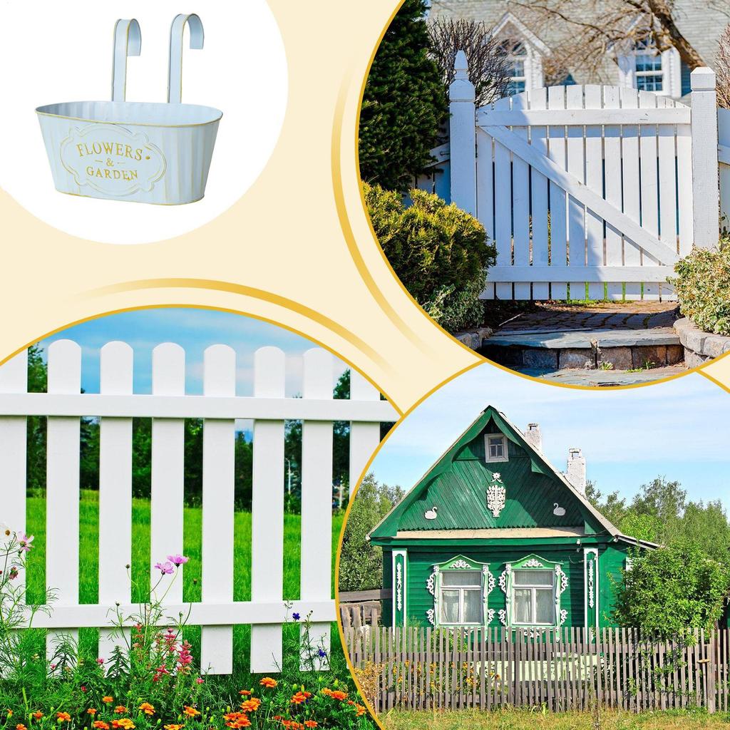 Metal Iron Hanging Flower Pots Wall Mounted Window Box Outdoor Plants Planter Railing Planter Oval Hanging Pot Home Decor