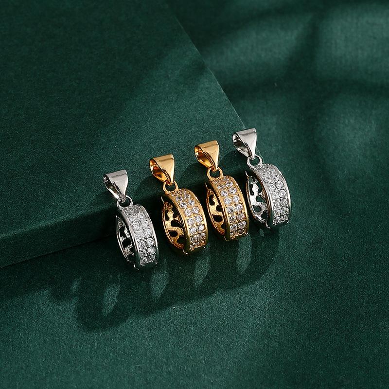 18K Gold Clasp Jadeite Donut Pendant DIY Ring Buckle Accessory