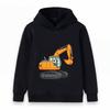Kids Cute Cartoon Excavator Print Hoodie Boys Girls Casual Long Sleeve Pullover Sweatshirt for Children