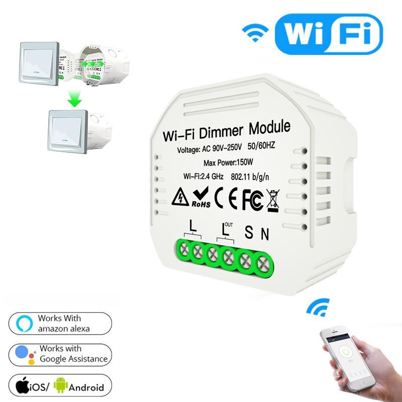 Hidden WiFi RF433 Smart Light Switch Mini Module, Upgrade Wall Switch Socket, Tuya Smartlife APP google Home Alexa