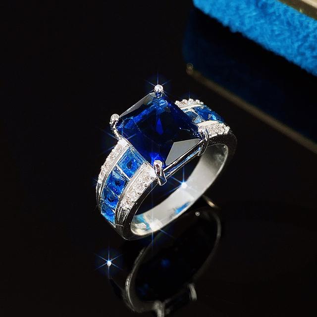 

Стильные кольца с синим цирконием для женщин, модные женские аксессуары для вечеринок, нежный дизайн, подарок, индивидуальность, ювелирные изделия 8
