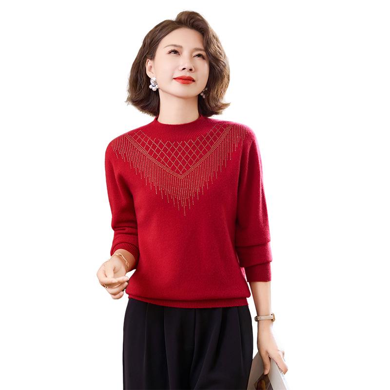 2025 Autumn/Winter Pure Wool Yangmao Sweater - Age-Defying, Stylish, and Warm Base Layer for Women