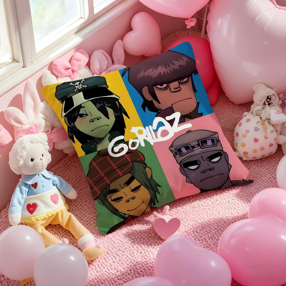 Music Prints G-Gorillaz Cushion Cover Pattern Printed Pillowcase for Living Room Sofa Cushion Cover & Bedroom Decor