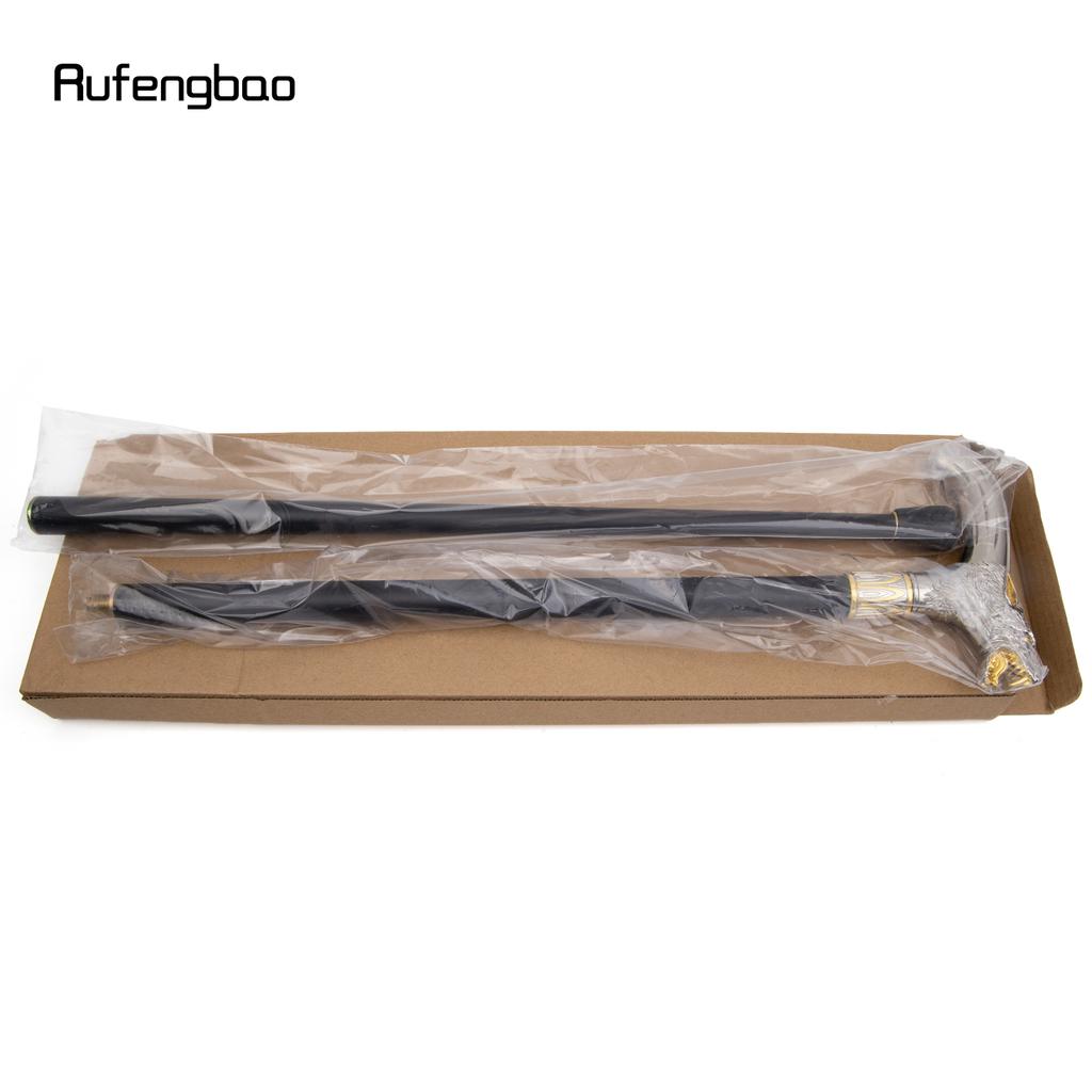 Canne de Marche Tête de Loup Blanc Doré Mordant Canne de Marche Décorative de Mode Gentleman Élégant Canne de Cosplay Pommeau Crosse 93cm