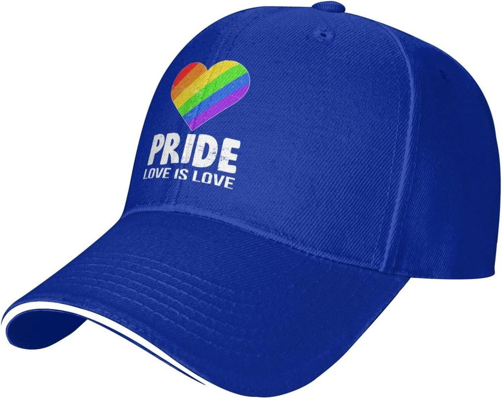 Rainbow Heart Pride LGBT Adjustable Baseball Cap Casual Polyester Baseball Hat Unisex
