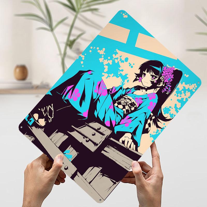

Anime Girl in Kimono Tinplate Poster Customized Wall Art Vintage Retro Metal Signs for Modern Home Decoration Luxury Man Cave 7.9x11.8In(20x30cm)