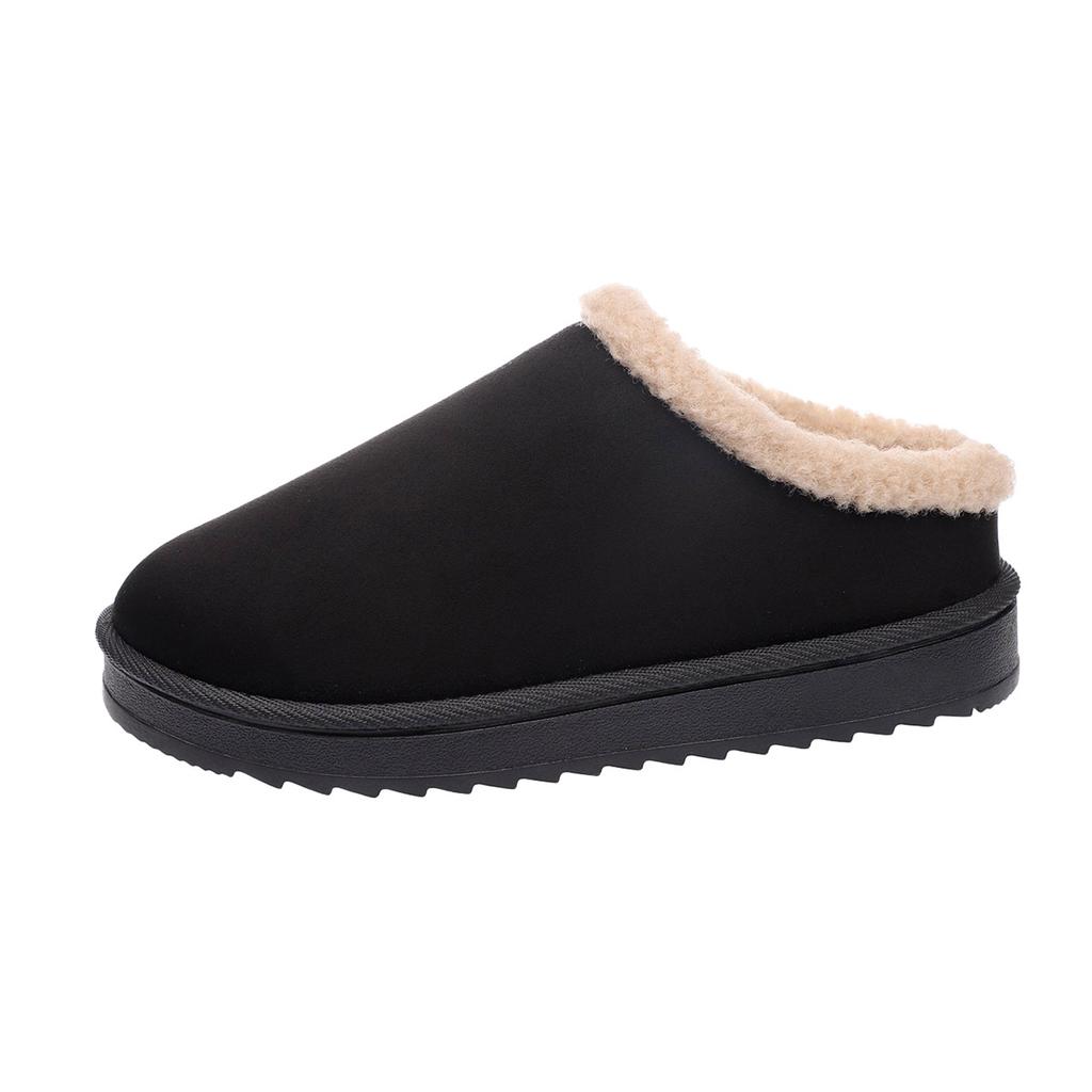 2025 New Autumn and Winter Foreign Trade Flat-bottomed Warm Slippers Fluffy Outer Wear Thick-soled Velvet Snow Boots Women