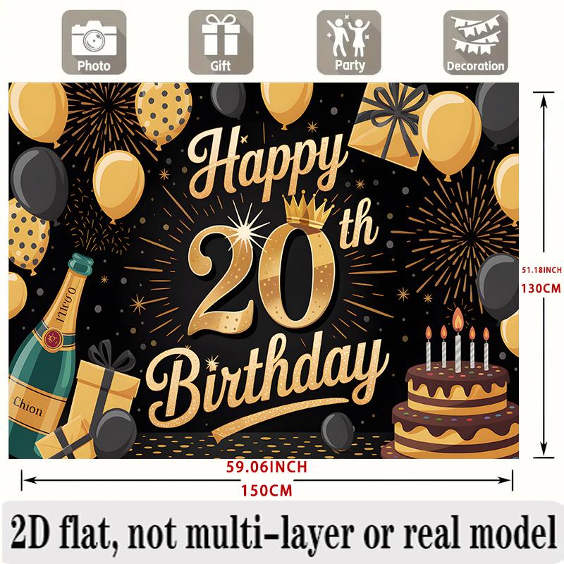 Party Backdrop 20Th Birthday Flat Number Hanging Numbered Years Photo Booth Decor Birthday Party Decor