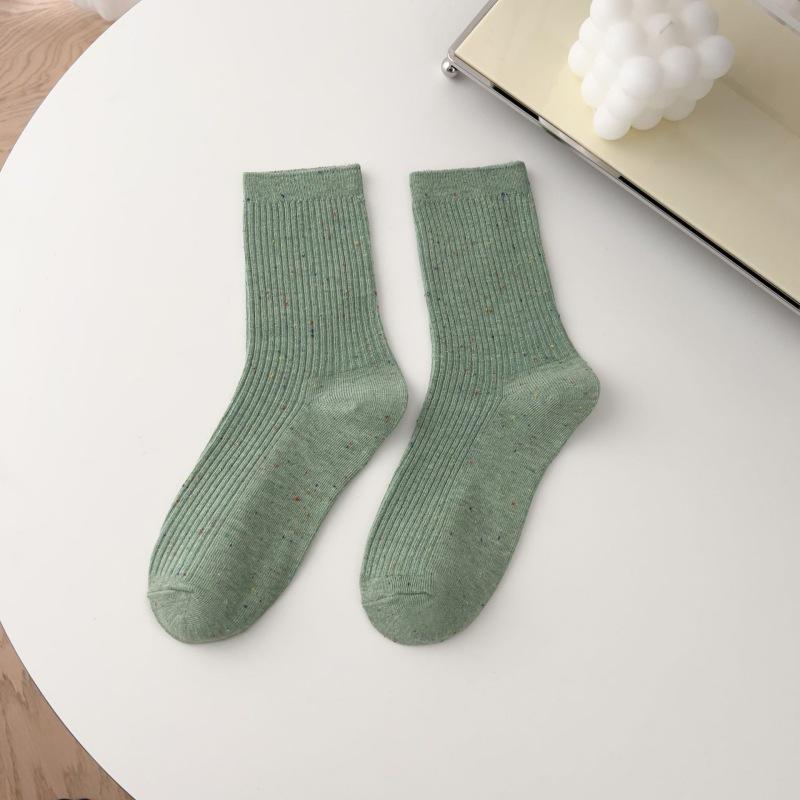 

Chenille Polka Dot & Starry Sky Mid-Calf Socks - Unisex Ribbed Solid Color Design One Size зелений