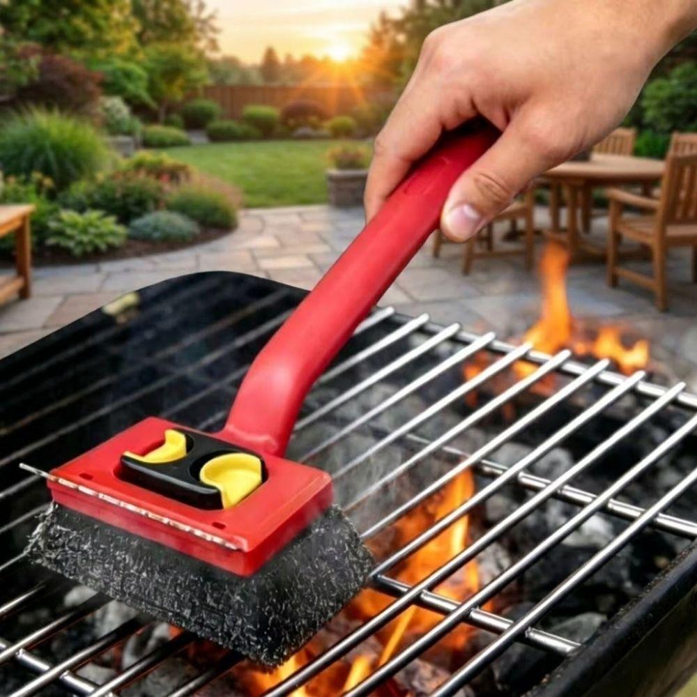 Nerezový grilovací kartáč na čištění grilu Vyměnitelné podložky Kartáč na odstraňování mastnoty Pro domácí použití