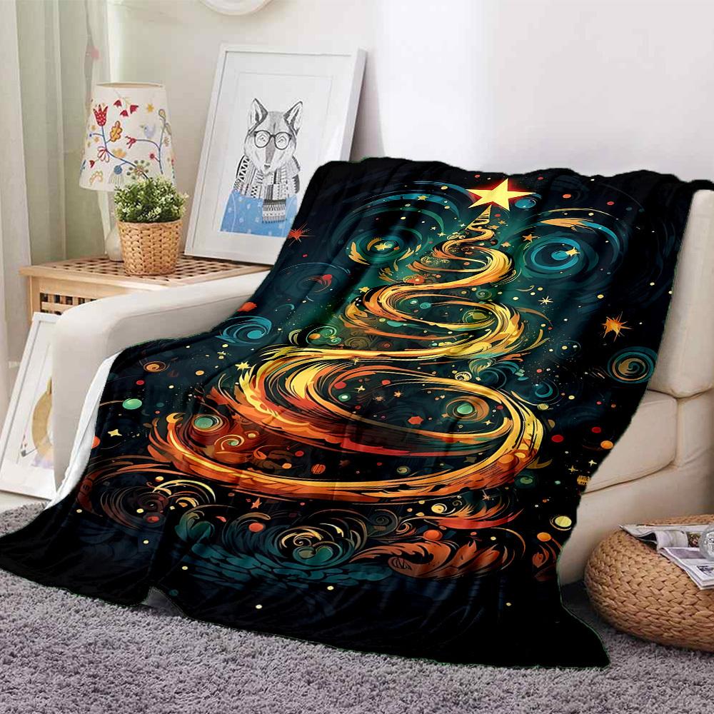 1pc Christmas Tree Blanket, Lightweight Flannel Throw Blanket for Sofa, Bed, Travel, Camping, Living Room, Office, Couch, Chair, and Bed