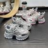 Women's Platform Thick-soled Casual Shoes, Metallic Silver Dad Shoes, Spring Style, Small Height-increasing Shoes
