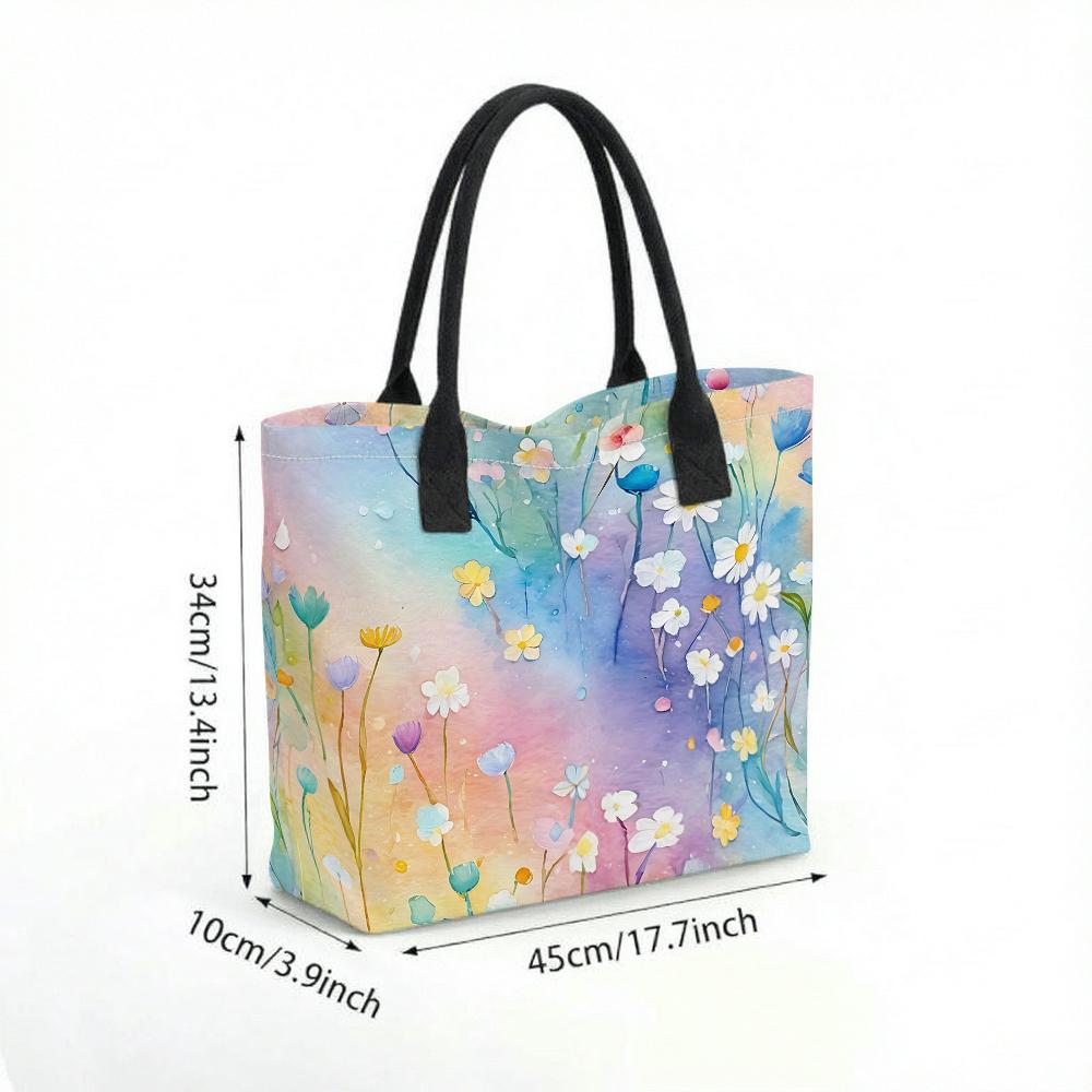 Floral Printed Tote Bag Fashion Large Capacity Casual Handbag for Daily Use