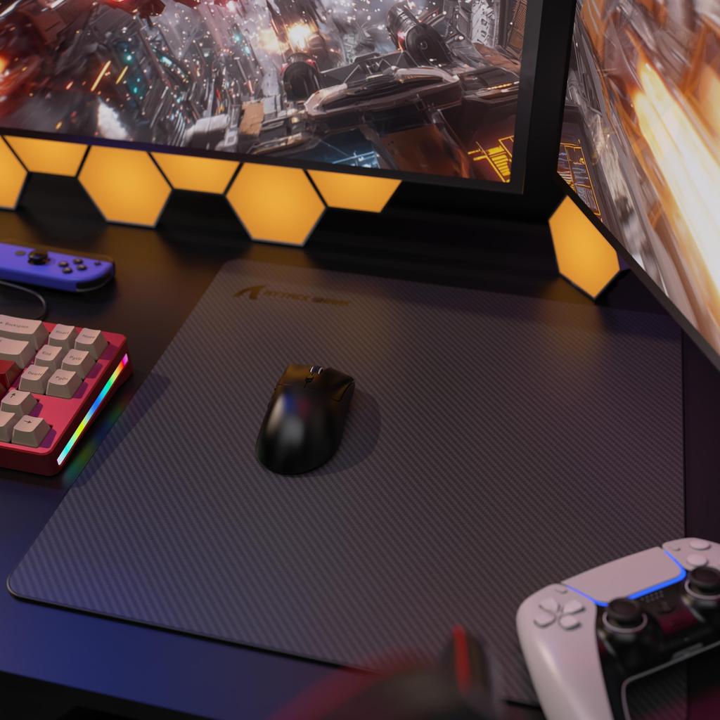 ATTACK SHARK Gaming Mouse Pad True Carbon Fiber Mouse Pad for Gaming Carbon Precision Reinforced Edge Cloth Comfortable Waterproof and Sweat