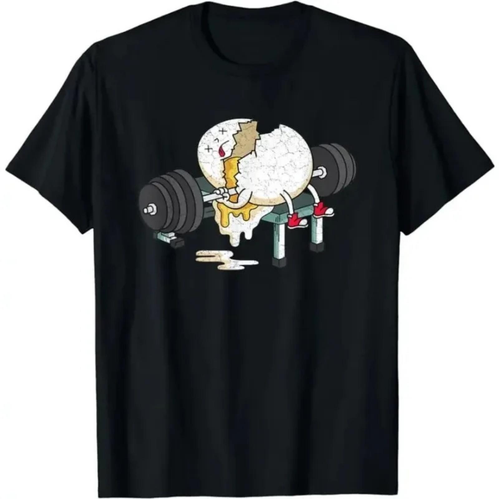 Broken Egg Gym Barbell Weightlifting Fun Sports T-Shirt Women s Short Sleeve T-Shirt Classic Fashion Short Sleeve S