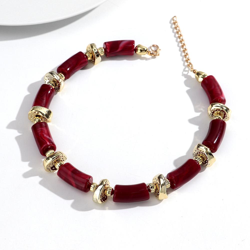 New Colorful Chunky Bamboo Tube Beaded Acrylic Choker for Women Man Statement Elbow Stack Necklace French Trendy Jewelry Gift