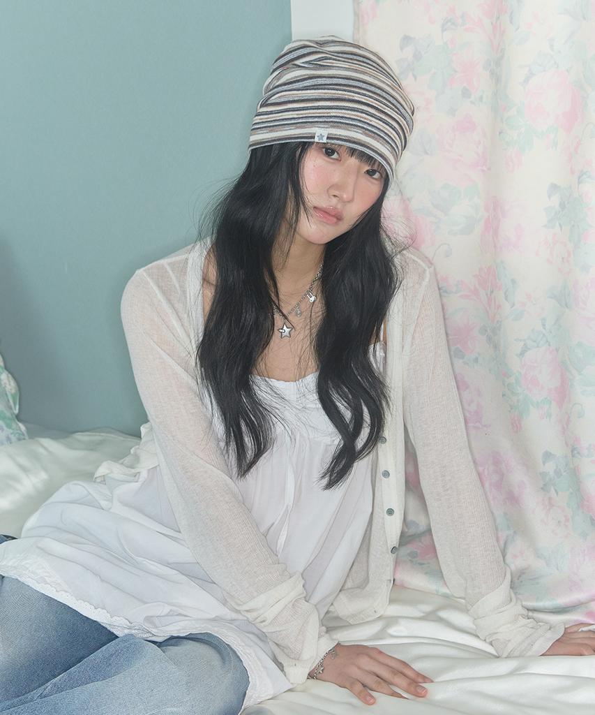 Kiibi Vintage Stripe Beanie Brown