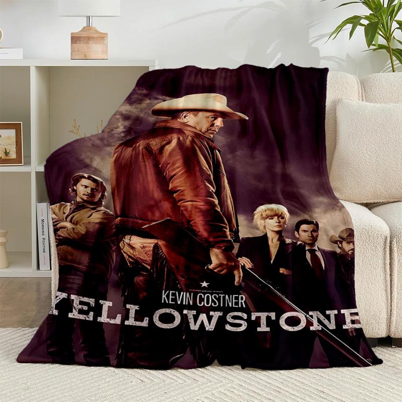 1PC Yellows-tone Dutton Ranch Flannel Blanket Gift, Suitable for Both Men And Women, Soft Ideal for Beds And Sofa, Birthday Or Christmas Gift