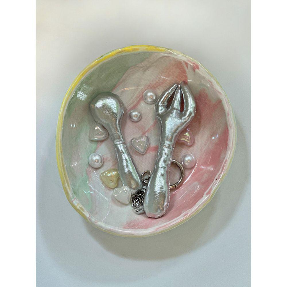 

Pouppet Fork Lock Keyring (Enjoy your lunch) Keyring Silver