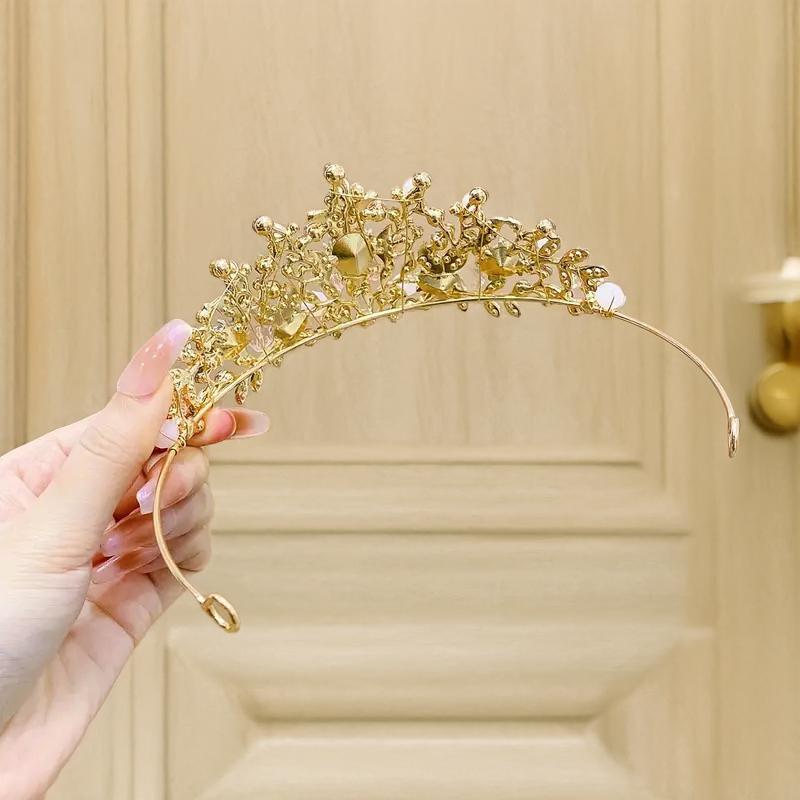 Sweet Girl Crystal Crown Hair Band Tiara 5-16 Year Old Children Hair Accessory Birthday Gift Banquet Celebration Princess Crown