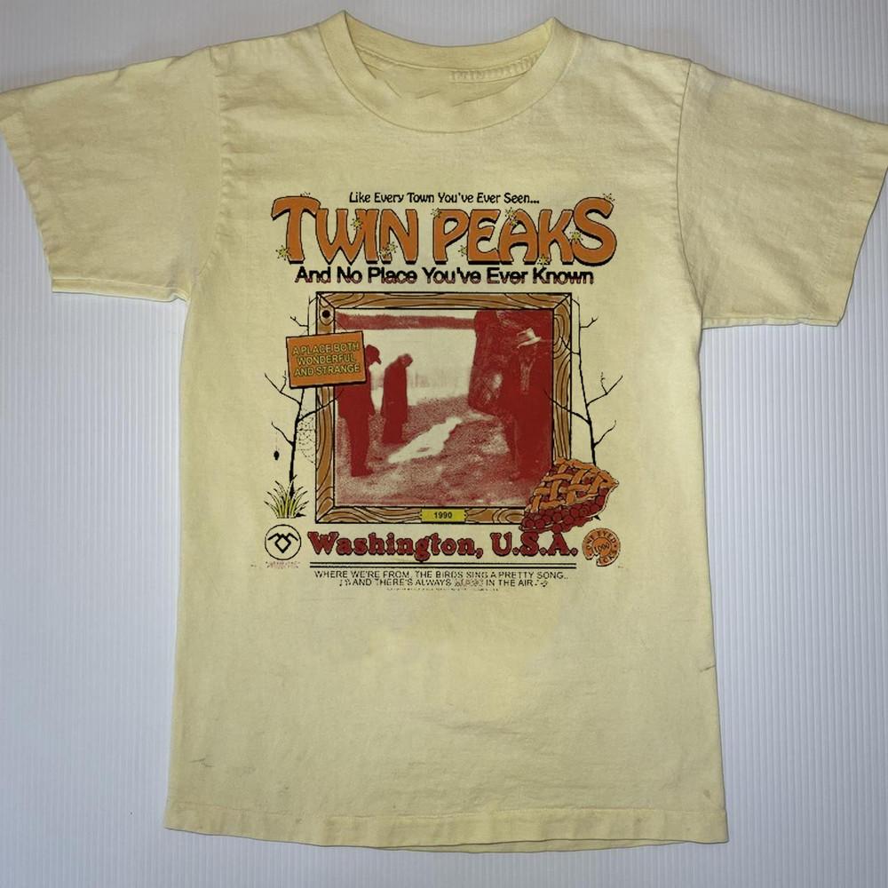 Твин Пикс 90-е Ретро стиль Желтая футболка с коротким рукавом Унисекс K465 Унисекс Футболка S