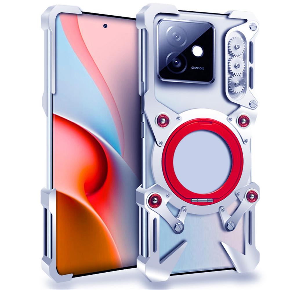 

Bumper Case For Honor GT/X50i 5G/X60 GT 5G/X60i 5G/X70i/X8b 4G/X8c 4G,Kickstand Aluminum Alloy Magnetic Phone Cover with Wrist Strap Silver