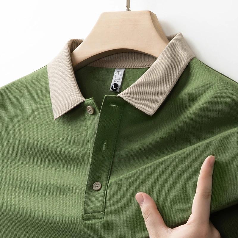 New Men'S Business Casual  Long Sleeve Solid Color Polo Shirt Fashionable Warm Comfortable Four Seasons Versatile Top