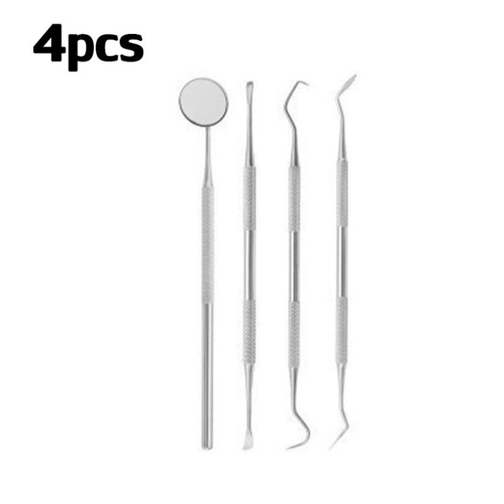 

4PCS Stainless Steel Sickle Scaler Tweezer Prepared Tool Tooth Care Kit Dental Mirror Dentist