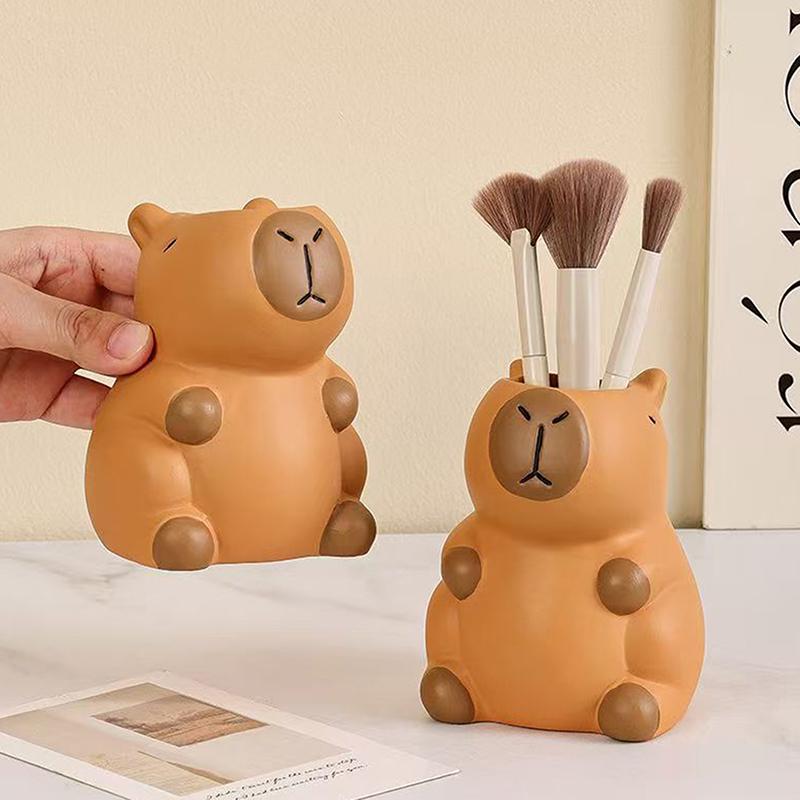 Cute Capybara Pen Holder Makeup Brush Organizer Perfect For Office Desk Decor And Creative Storage Solution Pen Holder For