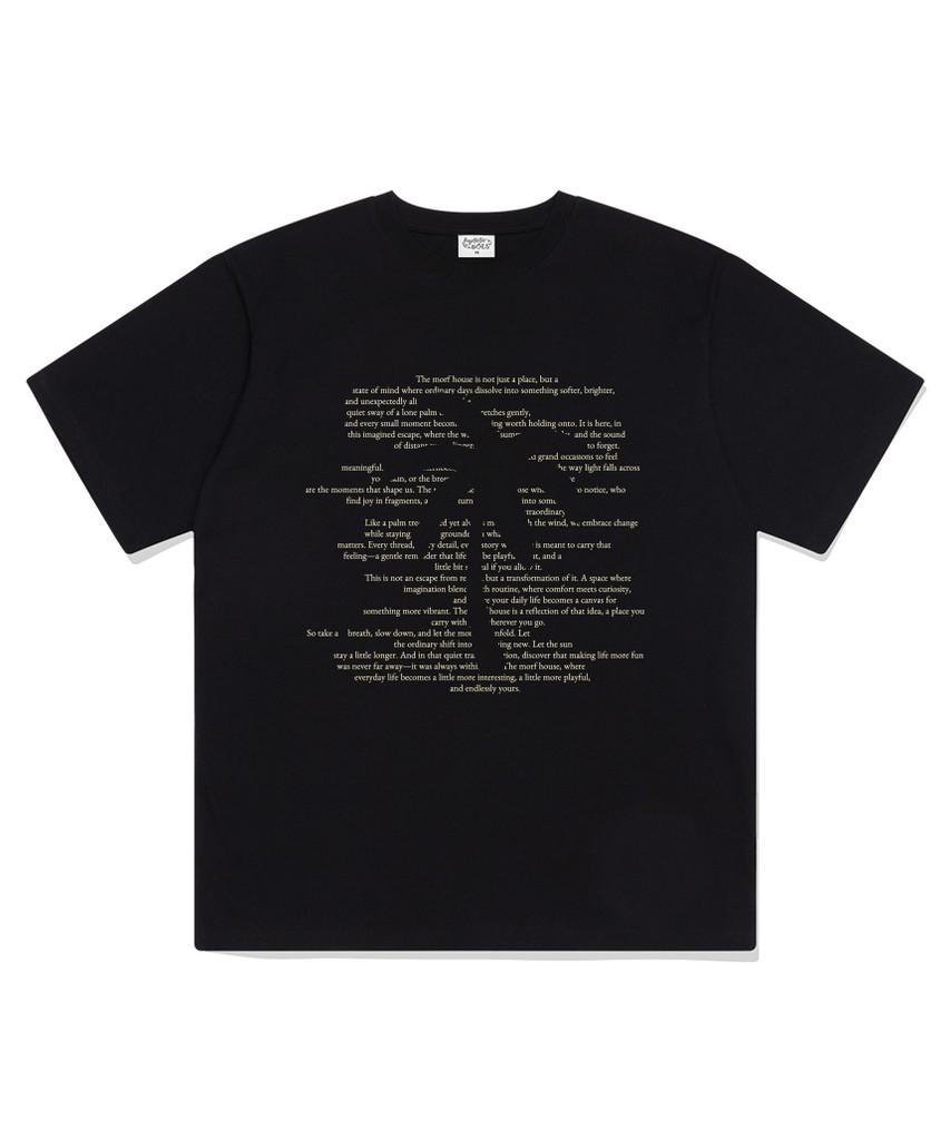 Deomopeuhauseu Palm Tree Text Oversized Short Sleeve T-Shirt Black