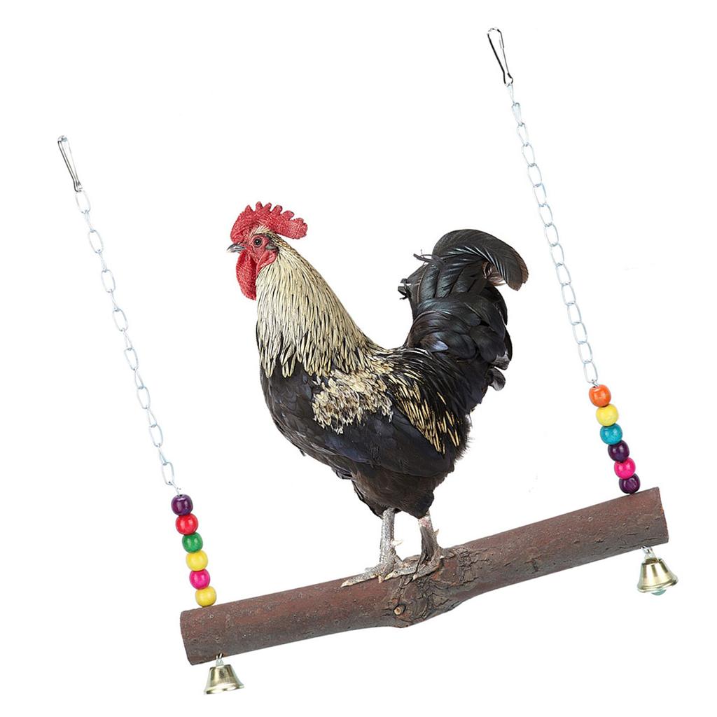 Natural Wood Handmade Pet Chicken Cage Hanging Swing Toy For Hens Cock Macaw Chew Training Toys SuppliesChicken Swing