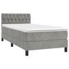 3141461 vidaXL Lit à sommier tapissier et matelas Gris clair 90x200 cm Velours