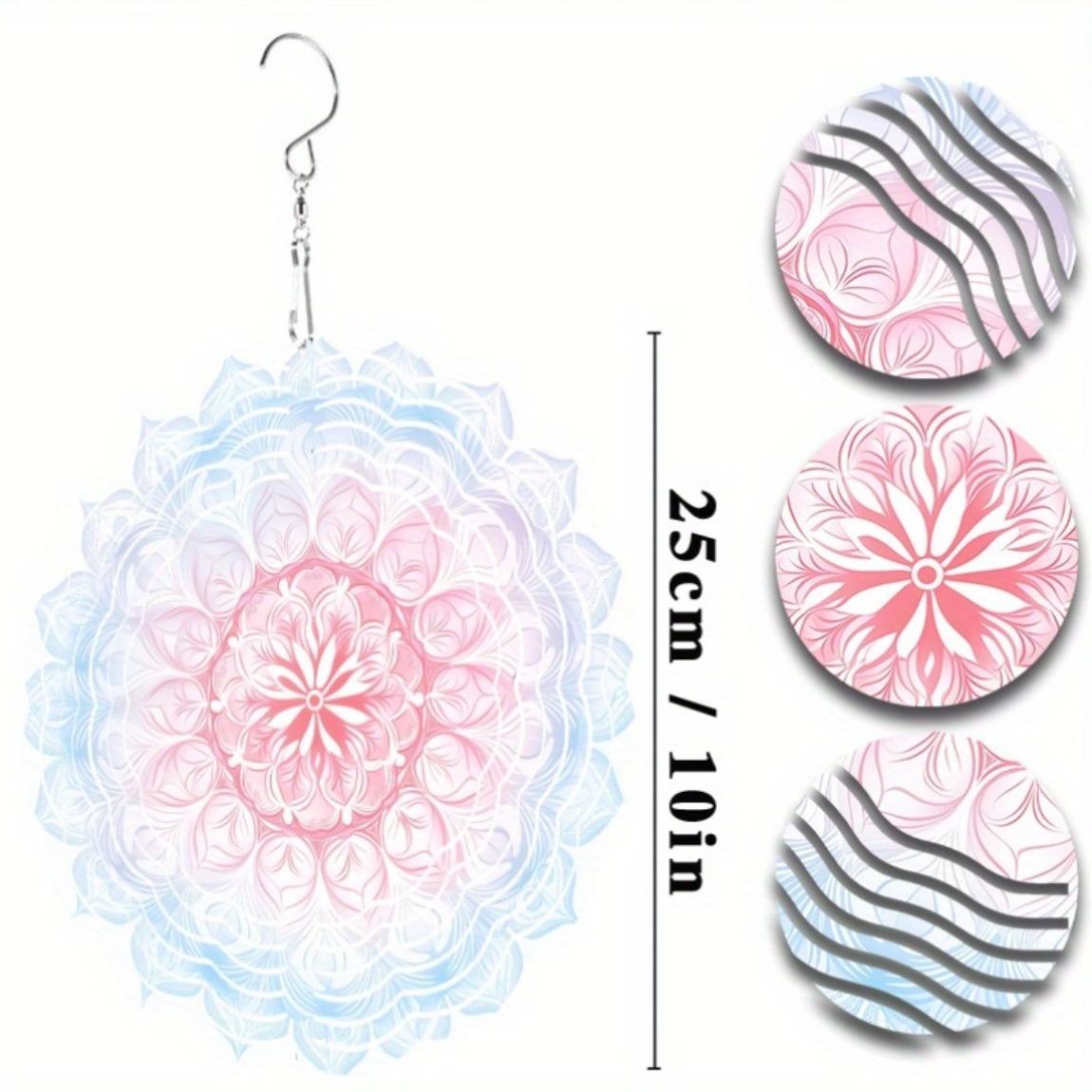 

3D Colorful Mandala Flower Wind Spinner Metal Decorative Hanging Spinner for Garden Patio Home All Season Indoor Outdoor Decoration 01A