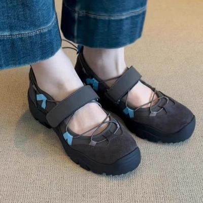 Fashion Insole Thick-soled Functional Style Korean Dad Shoes for Women 2025 Summer Ballet Sports Jane Shoes